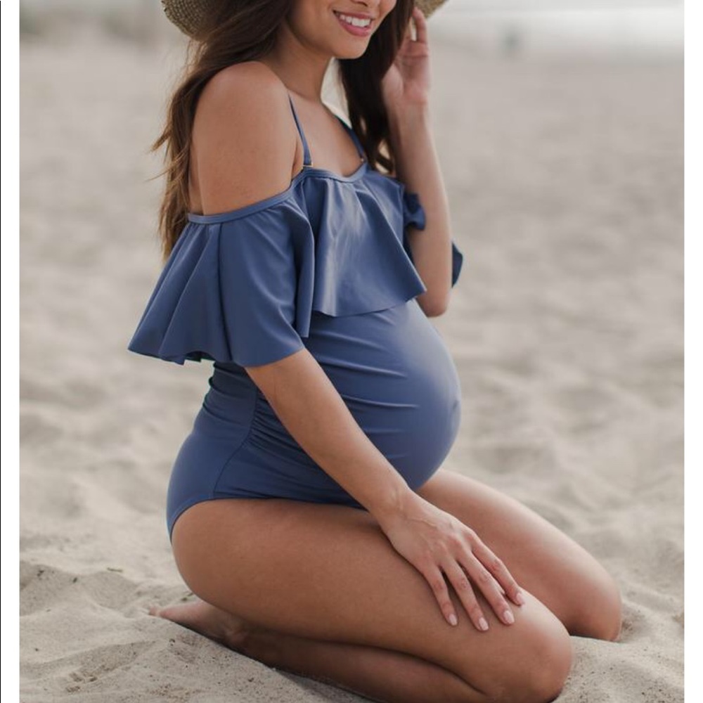 Pinkblush maternity swimsuit with drop sleeves